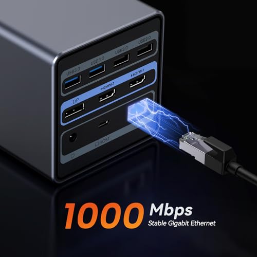 Tobenone TBN-UDS032N Usb C Docking Station Dual/Triple Monitor, Usb C Dock With 150W Power Adapter, 2 Hdmi, Dp, 2 Usb-C 3.2, 5 Usb, Sd 4.0/Tf, Rj45, Laptop Docking Station thumb #6