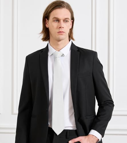 Image of KOOELLE Men's Ties Solid Pure Color Plain Neckties Formal Black Ties For Men