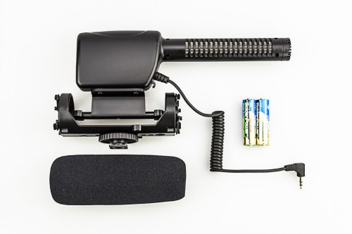 JJC MIC-3 Stereo Shotgun Microfoon Voor alle Digitale SLR DSLR Camera's en camcorders+eFonto Schoonmaakpapier Weefsel Gift
