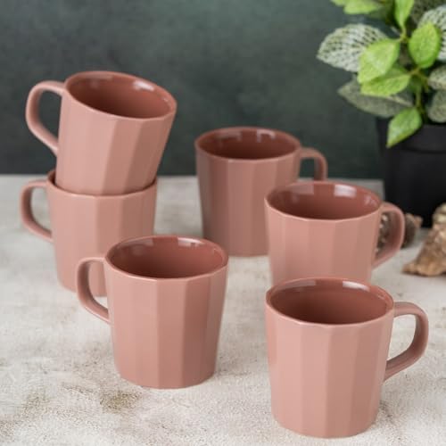 Clay Craft Fine Ceramic Armada Lilac Coffee Mug Set of 6, Cups fo...