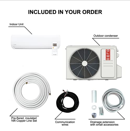 Olmo Alpic 24000 Btu Ductless Mini Split Air Conditioner Heating And Cooling Full Set With 16Ft Installation Kit #TOP3