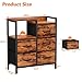 Furnulem 5 Drawer Rustic Brown Dressers for Bedroom 2 Tier Shelf Storage Small Fabric Dresser for Closet Sturdy Metal Frame Modern Style Storage Cabinets Organization Units for Hallway Rooms