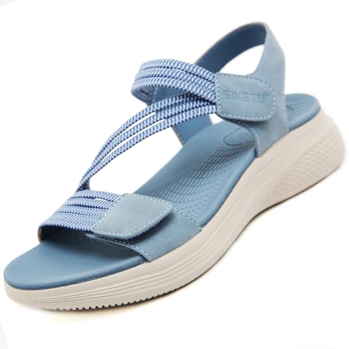 Ulicox Sandalias Ortopedicas Mujer Verano Moda Comodas Sandals Ajustables Antideslizante Deportivas Sandalias de Playa Azul 38