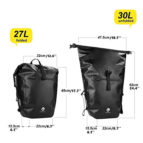 HUNTVP 27L Bike Pannier Bag Backpack Multifunctional Bicycle Bag Cycling Bicycle Rear Seat Trunk Pack Bag Bike Saddle Bag Backseat Pack Bag(White) - Image 3
