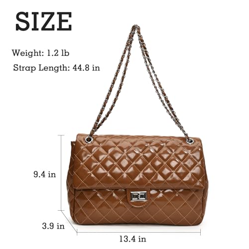 Eslcorri Crossbody Purses for Women Quilted Shoulder Bag Medium Chain Purse Trendy Ladies Handbag PU Leather Pocketbooks2