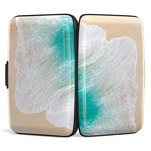 Image of Credit Card Holder, Mini Aluminum Card Wallet RFID Blocking Slim Metal Hard Card Case for Women Men, Beach