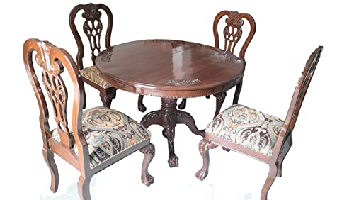 Image of shilpi handicrafts royal look pure sheesham wood standard round shape dining table set
