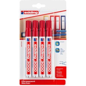edding 10 x Permanentmarker 3000 nachfüllbar 1,5-3mm rot