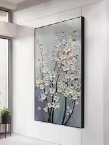 Peinture à l'huile de fleur sur toile pour habiller un mur vide avec un cadre moderne