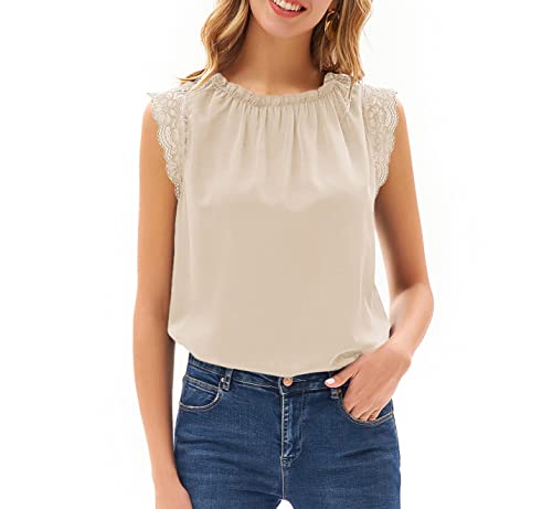 Damen Chiffon Bluse T-Shirt Rundhals Ärmellose Tank Tops Casual Sommer...