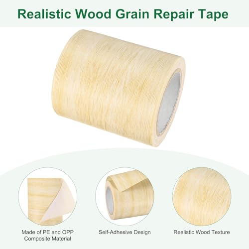 Image of M METERXITY 2-Roll Wood Grain Repair Tape, 2.24in x 15ft Textured Realistic Self-Adhesive Wood Floor Tape Contact Paper for Furniture /Floors /Home [Light Yellow Oak]