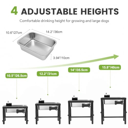 Image of 2 Gallon Elevated Large Dog Water Bowl, Automatic Dog Water Bowl Dispenser, 4 Adjustable Height Raised Dog Bowl Stand for Large Breed Relief Joint Pressure, Easy Clean for Indoor & Outdoor Uses