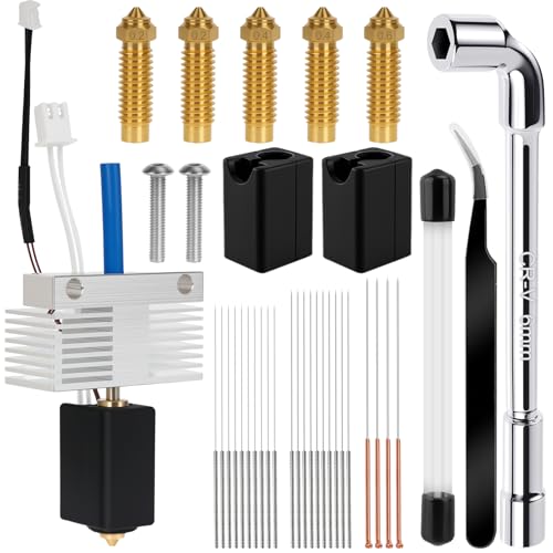 Kit Hotend para Neptune 4 Plus/Neptune 4 Max, Accesorios de Impresora 3D, Contiene 1 Extremo Caliente, 5 Boquillas, 20 Agujas de Limpieza, 2 Fundas de Silicona, 1 Llave, 1 Pinza Curva