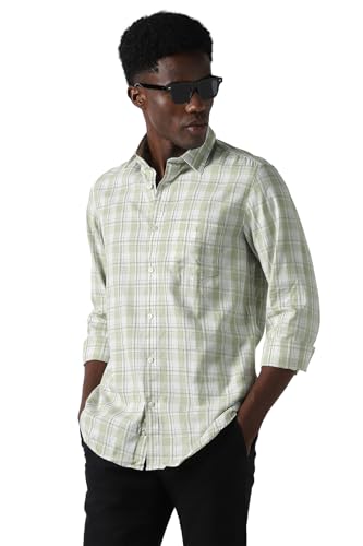 Image of Van Heusen Casual Checkered Shirt for Men| Premium Cotton| Full Sleeves| Regular Fit |Breathable Fabric