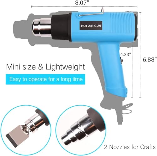 Image of LDK Heat Gun 1200W 140℉~932℉ (60℃-500℃) Heavy Duty Hot Air Gun Kit Variable Temperature Control with 2 Temperature Settings 2 Nozzles for Crafts, Shrink Wrapping, Candle Making, Epoxy Resin