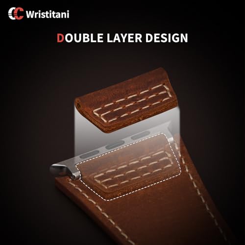 Image of Wristitani Genuine Leather Strap Compatible With Apple Watch