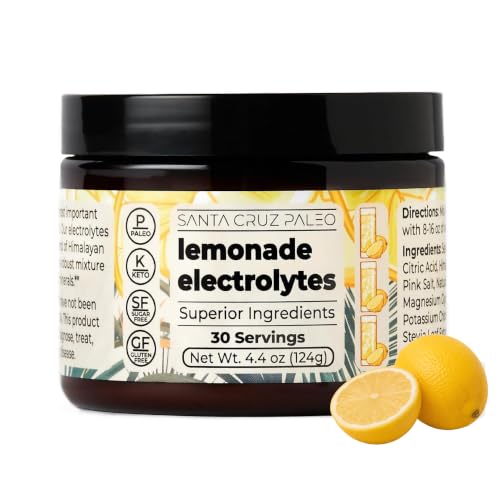 Image of Santa Cruz Paleo Electrolyte Powder, Lemonade Flavor, Sugar Free Hydration Drink Mix with Himalayan Pink Salt, Sea Salt, Magnesium Glycinate, Potassium Chloride, Sweetened with Stevia, 30 Servings