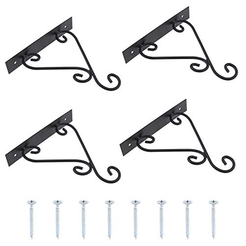 Create Idea 4Pcs Hanging Plant Bracket Planter Basket Hook Set with Screws 17x17cm for Hanging Planters Lantern Bird Feeder