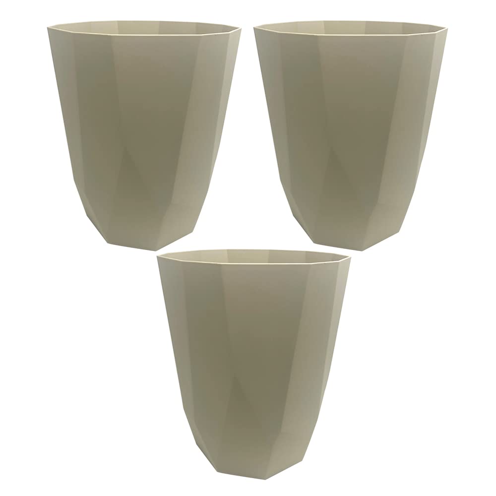M1SS 8L Plastic Waste Paper Bin (3 Pack) – Small Round Rubbish Bin for Bathroom, Bedroom & Office, Open-Top Waste Paper Basket, Minimalist Kitchen Trash Can, Nesting Design (Mirror Grey)