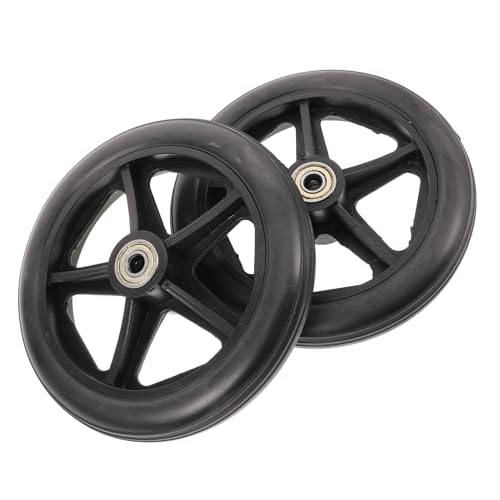 Beatifufu 2個 車椅子前輪交換パーツ 耐摩耗静音実心ホイール 軽量高耐久設計 多用途ユニバーサル車椅子用部品 屋内外対応