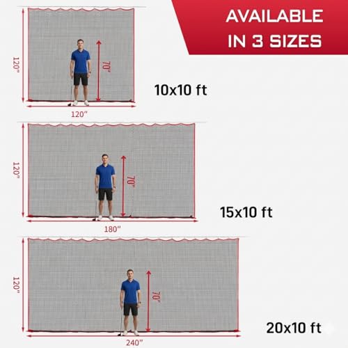 Image of Golf Netting, 10ft, 15ft, 20ft Sports Netting - Heavy Duty High Impact Multi-Sport Practice Net for Golf, Baseball, Soccer, Hockey, Lacrosse, Backyard Driving & Training Barrier