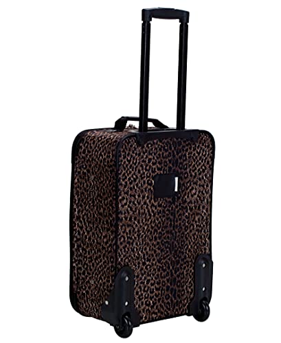 Rockland Vara Softside 3-Piece Upright Luggage Set, Expandable,Lightweight,Telescopic Handle,Wheel, Leopard, (20/22/28) #TOP2
