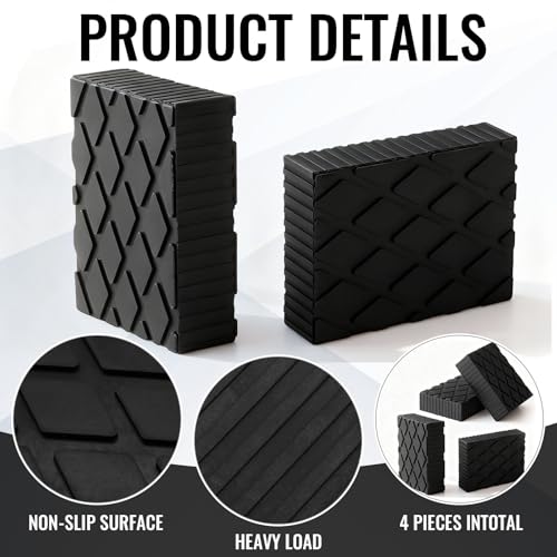 Image of Pangda 4 Pack Solid Rubber Auto Lift Pads 6-3 /8 inch x 4-3 /4 inch x 1.57 inch Anti-Skid Lift Block Spacer Pad for Automobile Car Lifts, Jacks and Racks, 4000 Lbs Capacity