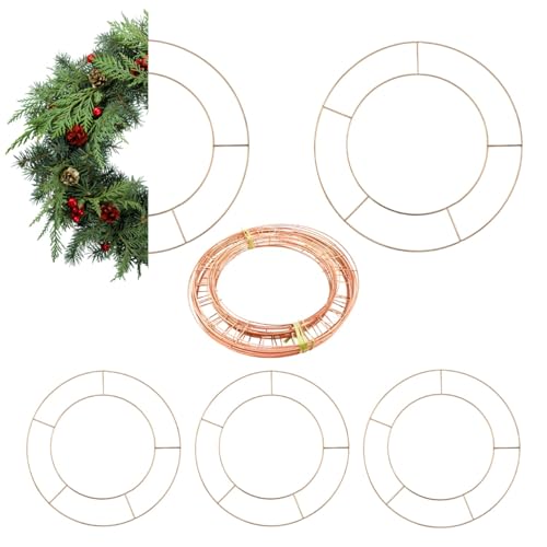 Caliko 4 Pcs 14 Inch Wreath Ring, Metal Wire Wreath Frame for Wreath Making Supplies Floral Craft, DIYs & Front Door Decor | Wreath Base for New Year Halloween Valentines & Christmas Wreath Making Kit
