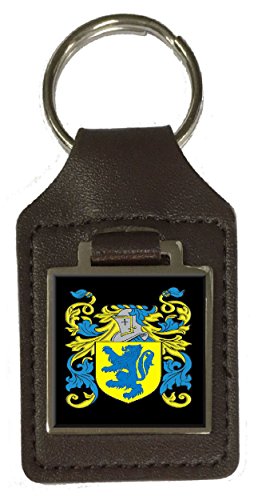 Porte-clés en cuir marron blason Leach gravé pour organiser vos clés au quotidien