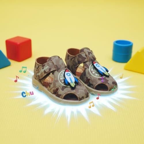 Image of Kids Chu-Chu Sound Musical First Walking Cozy Sandals for Baby Boys and Baby Girls Age 9-22 Months