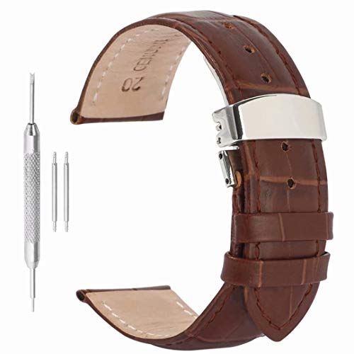 Pulseras Hombre 28 mm Relojes para Hombre de Cuero Reloj Banda de reemplazo de la Correa de la Hebilla de despliegue