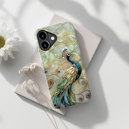 Image of Goodon for iPhone 17 Case Cute - Wireless Charging Compatible - Dual-Layer Hard Shell + Silicone Cover - Protective Phone Case with Trendy Designs for Women - Peacock and Flower | Dual-Layer Hard Shell + Silicone, Slim Fit Protective Phone Cover with Wildflower Designs for Women Girls