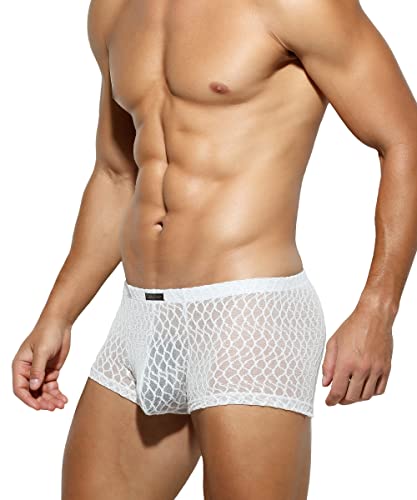 Casey Kevin Bóxer para Hombre Sexy Calzoncillos Encaje Transparente Ropa Interior Fitted Boxer Shorts Trunks Cover
