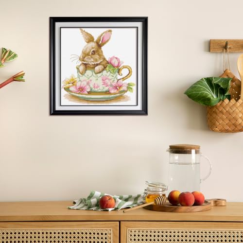 FREEBLOSS 11CT Cross Stitch Kits Cute Bunny Stamped Cross Stitch Wall Painting Craft Kit Full Range of Embroidery Starter Kits for Adult Beginners with Instruction 17.7 x 17.7 by FREEBLOSS - Image 7