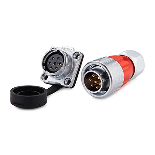 Super Deal Product Cnlinko M20 Solder Aviation Connector, IP67 Watertighter Bayonet 7 Pin Sealed Circular Gold Plated Pins Electrical Connector, Waterproof Male Plug Female for Auto Car Moto LED Light (7Pin)