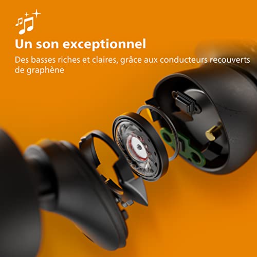 Philips TAA7507BK00 Casque Sport sans Fil Son de Qualité Exceptionnelle Réduction de Bruit Pro Appels d'une Qualité Irreprochable Maintien Parfait dans 'Oreille 28 Heures d'Autonomie - vue 2