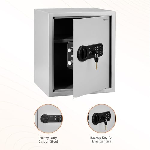 Image of Amazon Basics Digital Safe with Electronic Keypad Locker for Home, Gross Capacity - 49L (Net - 43L), Grey