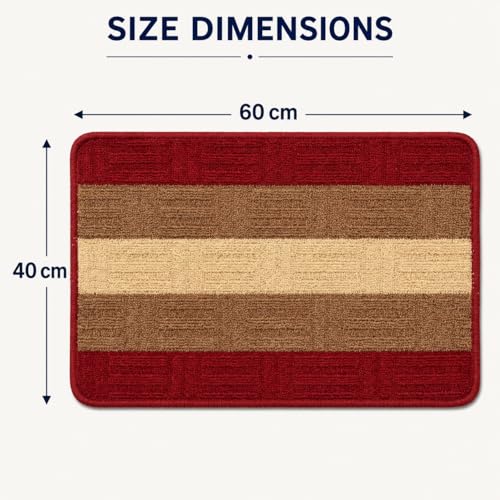 Image of DecorTwist PVC Door Mat 60x40 cm | Heavy Duty Indoor Outdoor Entrance Mat | Anti-Slip Rubber Back | Waterproof, Dust & Dirt Trapping | Non-Slip Mat for Home & Office | Style 5 Red Beige | Pack of 2