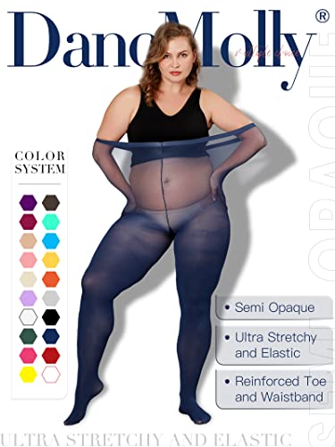 Image of DancMolly Plus Size Tights for Women, Control Top Semi Opaque Nylon Pantyhose High Waist