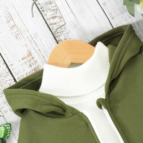 Kids Zip up Cotton Jackets Plain Fleece Warm Hooded Coats with Pockets Boys Girls Ribbed Cuffs Long Sleeve Outwear3
