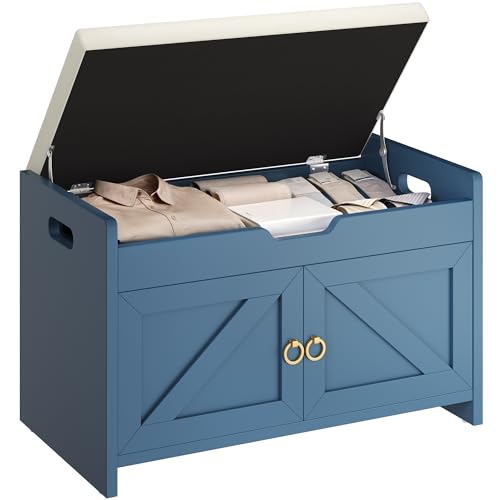 YITAHOME 48 Inch Entryway Bench, Storage Bench with Metal Shelf & Cushioned Seat, Indoor Shoe Rack Bench Seat for Dressing Room, Bedroom, Hallway, Entrance, Brown & Black Brown & Black 16.5"