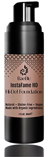 BaeBlu InstaFame HD Hi-Def Liquid Foundation, 100% Vegan, Gluten-Free and Made in USA with Natural and Organic Ingredients, Dubai