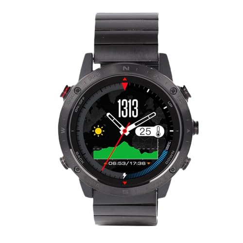 CHICIRIS Reloj deportivo delgado de 1.3 pulgadas, reloj inteligente redondo impermeable de aleación de Ti con seguimiento de buceo y notificaciones para hombres