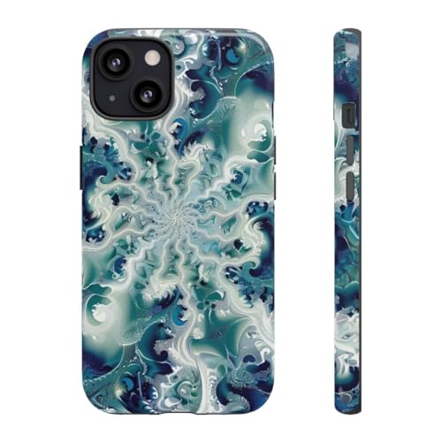 Coque iPhone 13 tourbillon bleu rigide anti-rayures pour éviter les dommages du quotidien