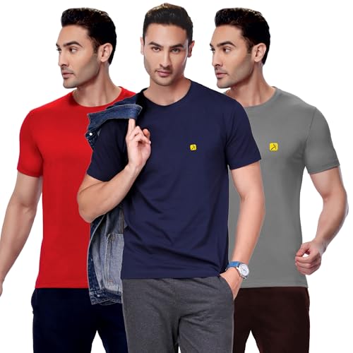 Image of AMUL COMFY Men's Cotton Plain Round Neck Half Sleeve Casual T-Shirts