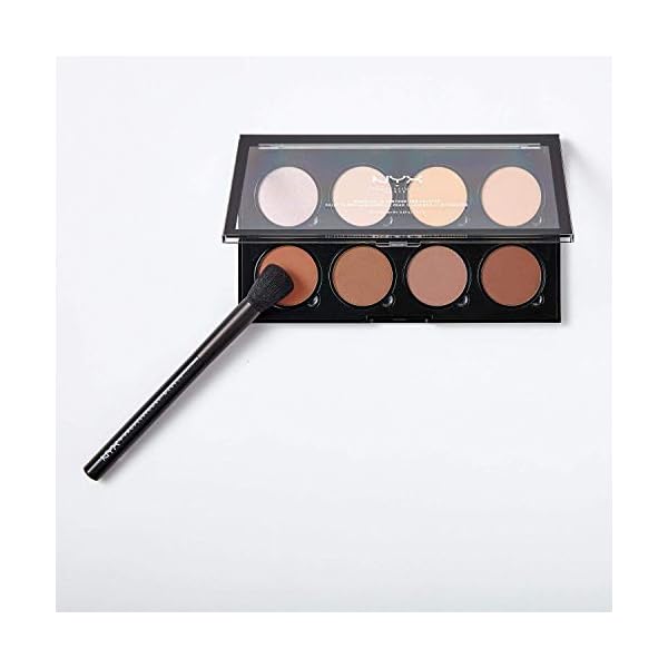NYX Professional Makeup Contouring Set, 2-teilig, Highlight- und Contour Pro-Palette mit Pro-Konturpinsel, 8… – Bild 4