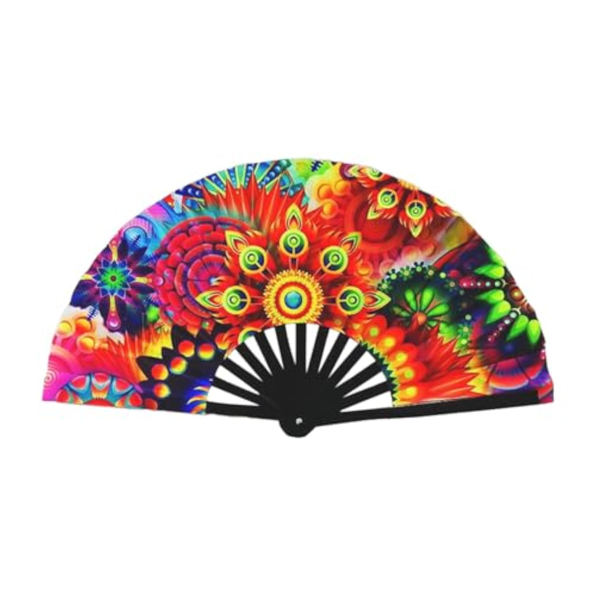 Rave Folding Hand Fan with Fluorescent Effects