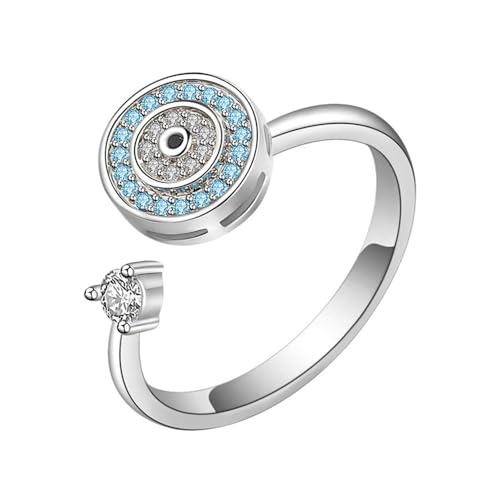 Bague anti-mauvais œil en argent sterling S925, bague rotative for femme, bague anti-anxiété rotative for ma fille, maman, épouse, petite amie, sœur, amies