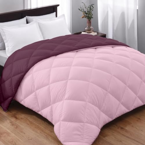 Image of AYKA Reversible Comforter 220 GSM Microfiber Reversible AC Comforter /Blanket for Winter /Quilt /Duvets for King Size Double Bed Comforter (Cameo & Plum, Double)