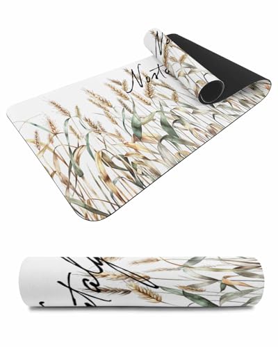 Debedcor Heat Proof Table Pads Waterproof Decorative, Fall Grass Wheat Non-Slip Table Countertop Protector, Farmhouse Autumn Crops Insulation Mat for Dining Room, 48 x 12 Inches